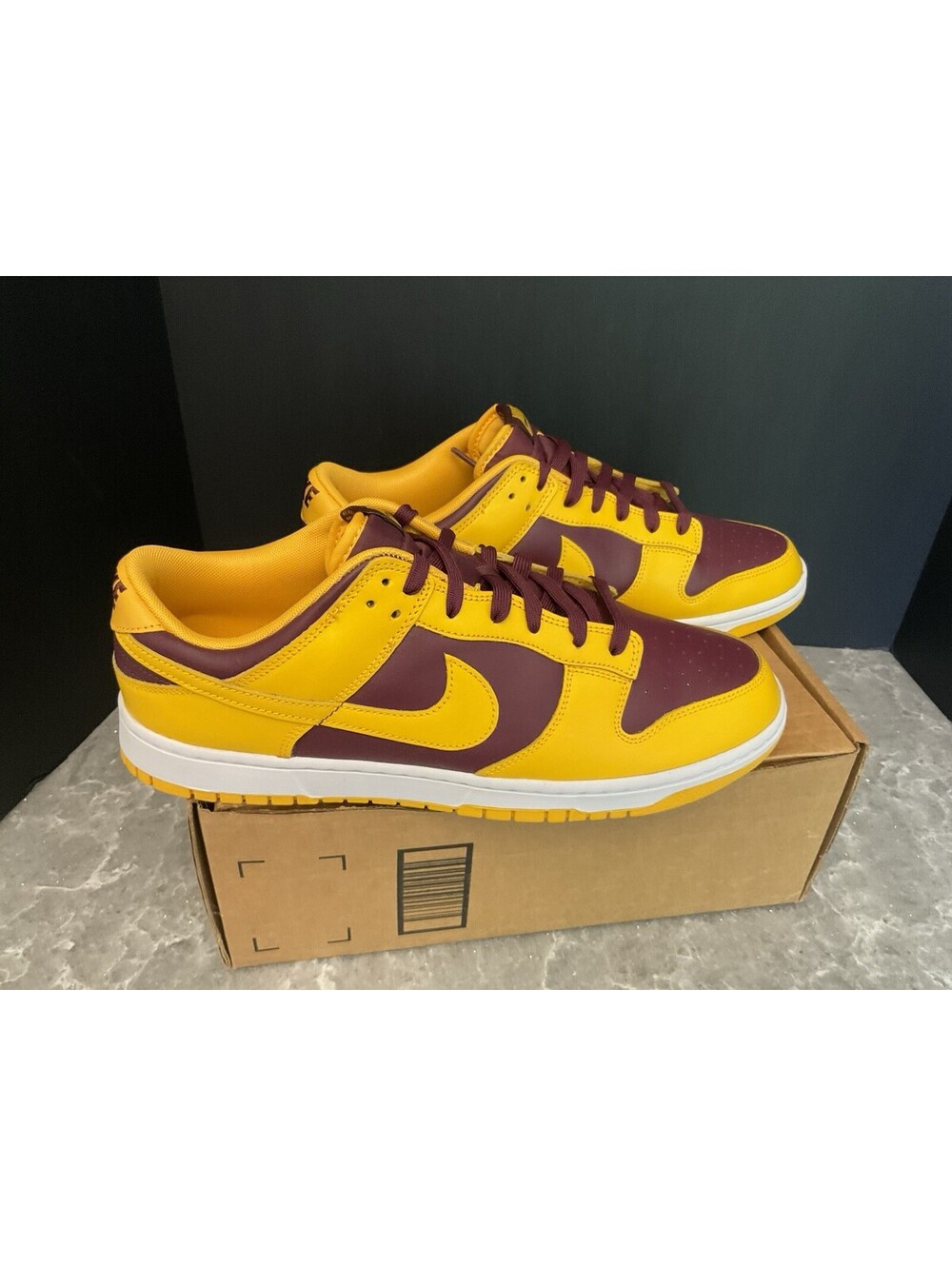 New! Mens Nike Dunk Low Retro Arizona State Gold/Burgundy Shoes. Size 13. Nice!